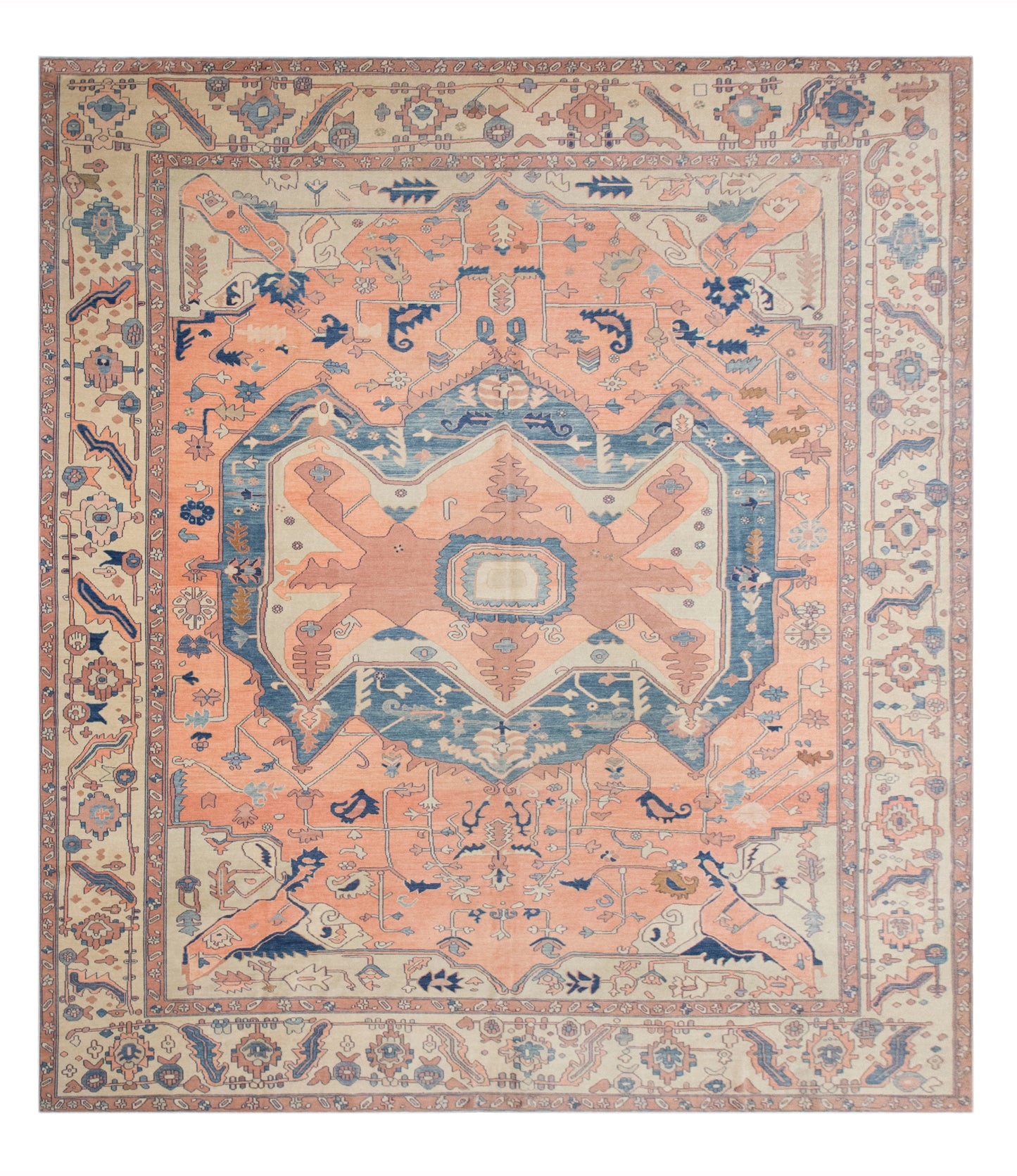 Vintage Turkish Oushak Rug 360x410 cm (11.8x13.5 ft)