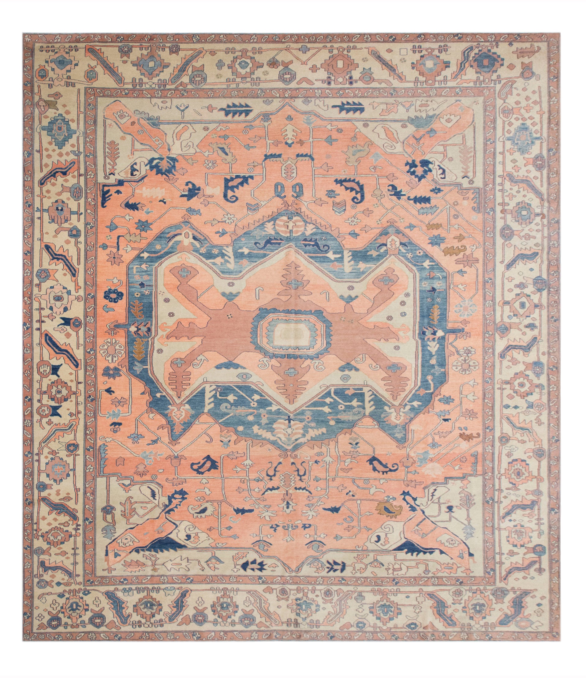 Vintage Turkish Oushak Rug 360x410 cm (11.8x13.5 ft)