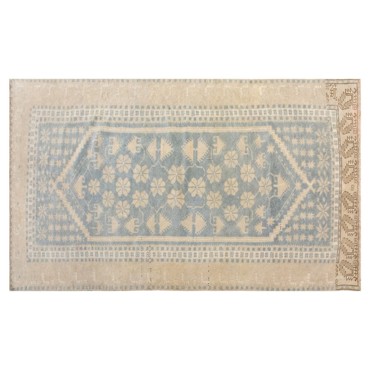 Vintage Turkish Oushak Rug 4x7 ft (110x202 cm)