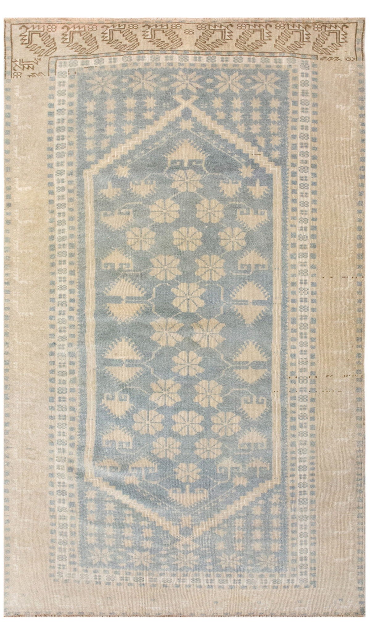 Vintage Turkish Oushak Rug 4x7 ft (110x202 cm)