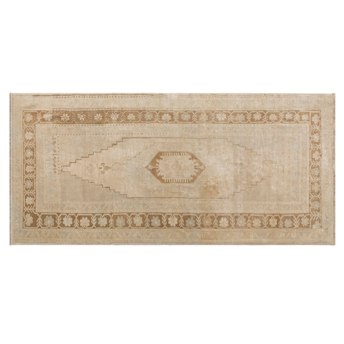Vintage Turkish Oushak Rug – 3.9 x 8.2 ft / 120 x 250 cm