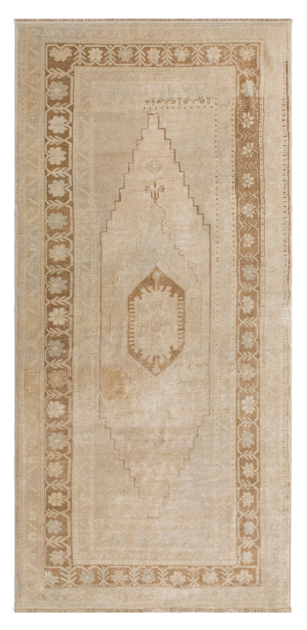 Vintage Turkish Oushak Rug – 3.9 x 8.2 ft / 120 x 250 cm
