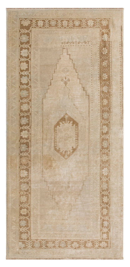 Vintage Turkish Oushak Rug – 3.9 x 8.2 ft / 120 x 250 cm