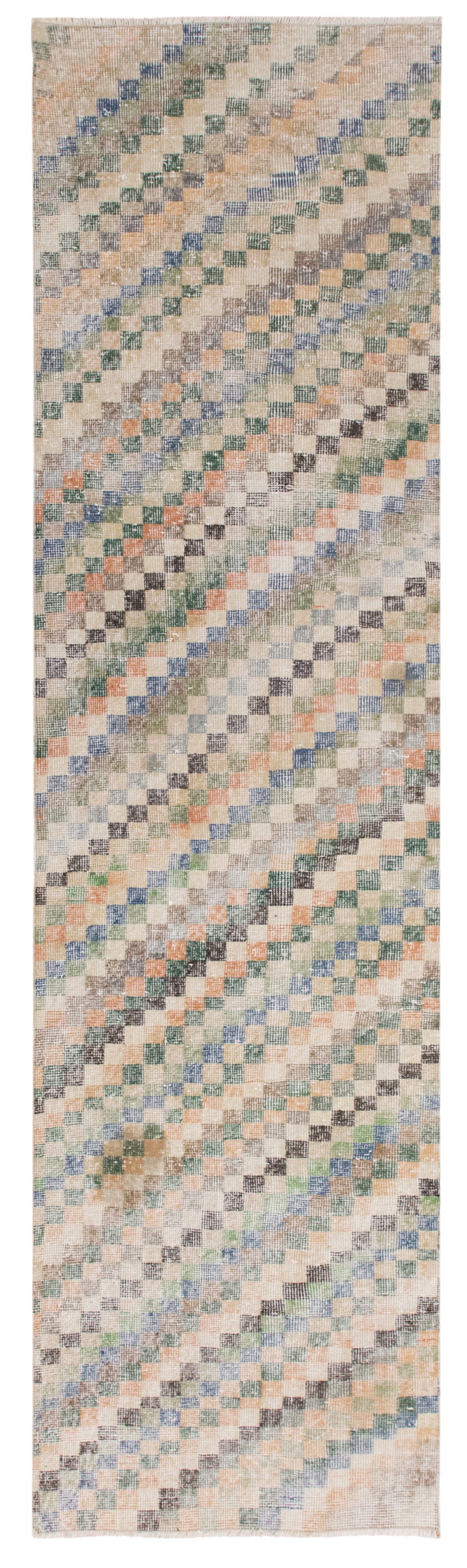 Vintage Turkish Oushak Rug Runner 82x273 cm (2.4x7.7 ft)
