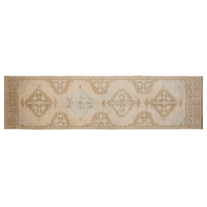 Vintage Turkish Oushak Runner Rug 93 x 360 cm/ 2'9 × 11'10 ft