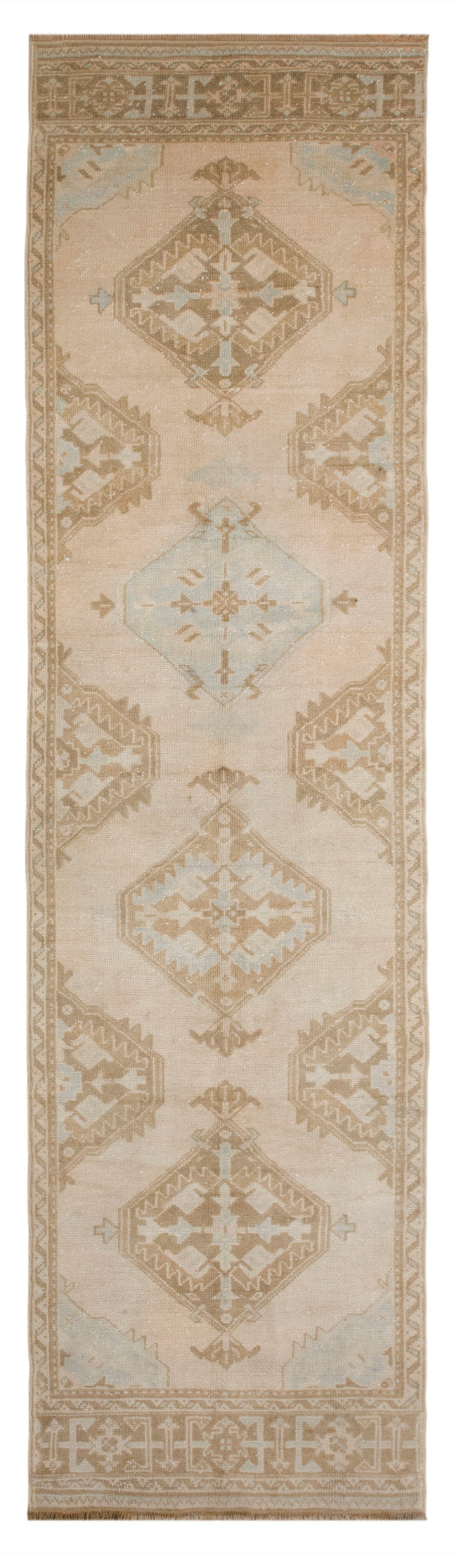Vintage Turkish Oushak Runner Rug 93 x 360 cm/ 2'9 × 11'10 ft