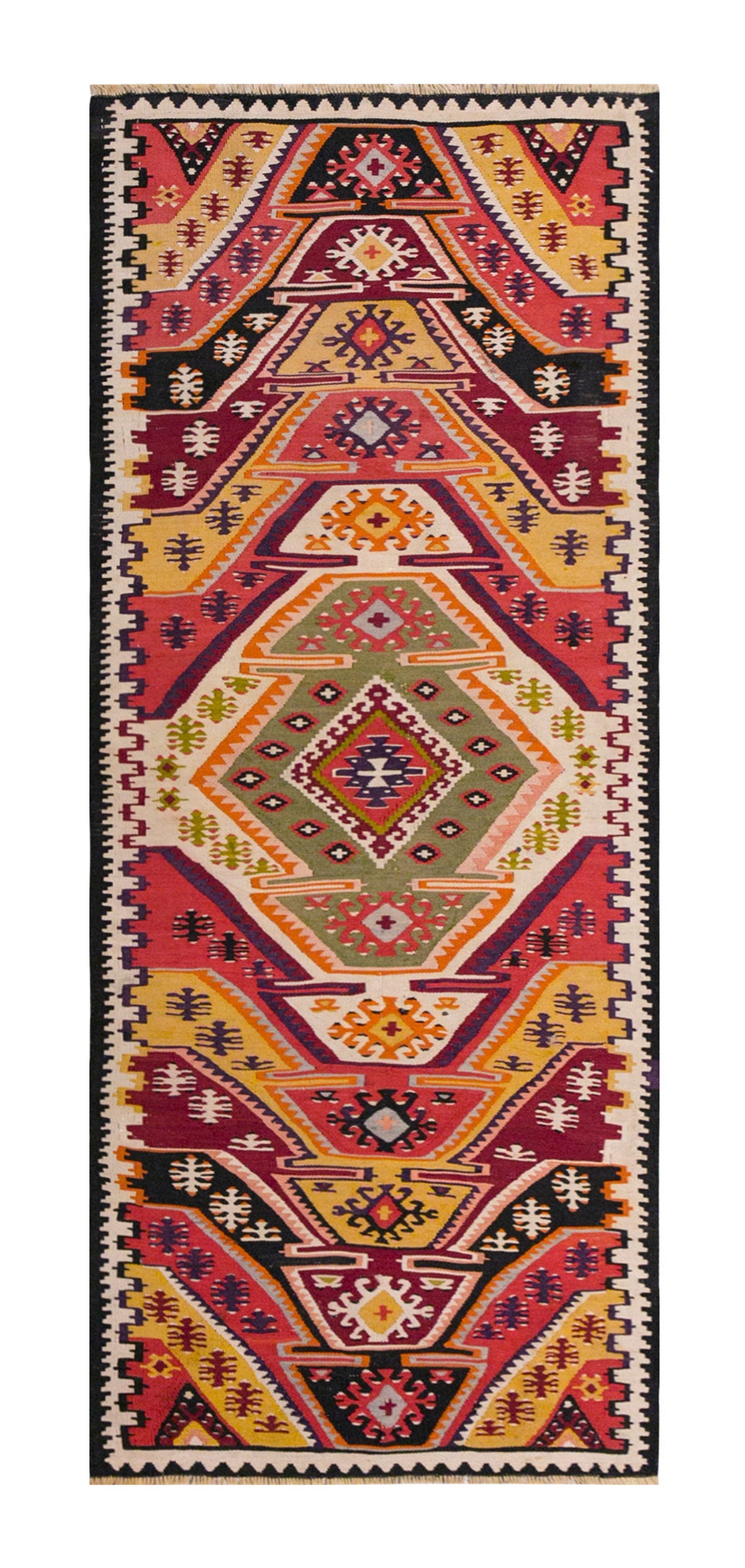Vintage Turkish Rug, 1.11 x 5 ft, 60 x 154 cm