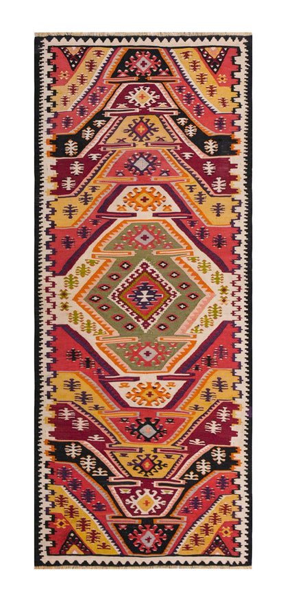 Vintage Turkish Rug, 1.11 x 5 ft, 60 x 154 cm