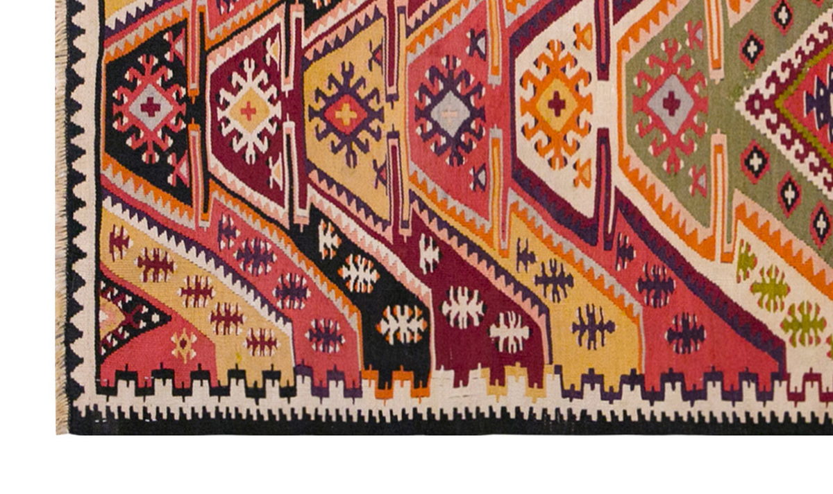 Vintage Turkish Rug, 1.11 x 5 ft, 60 x 154 cm