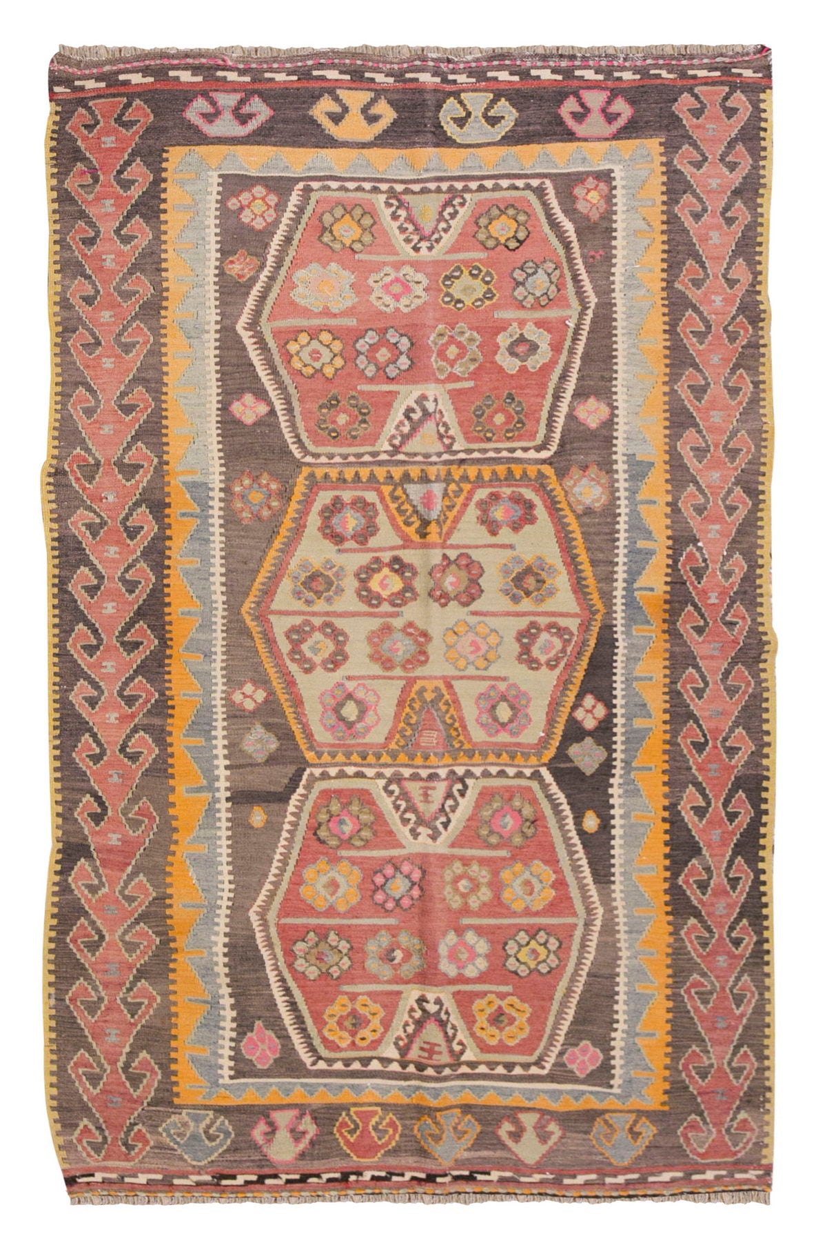 Vintage Turkish Rug, 118 x 207 cm, 3.10 x 6.9 ft