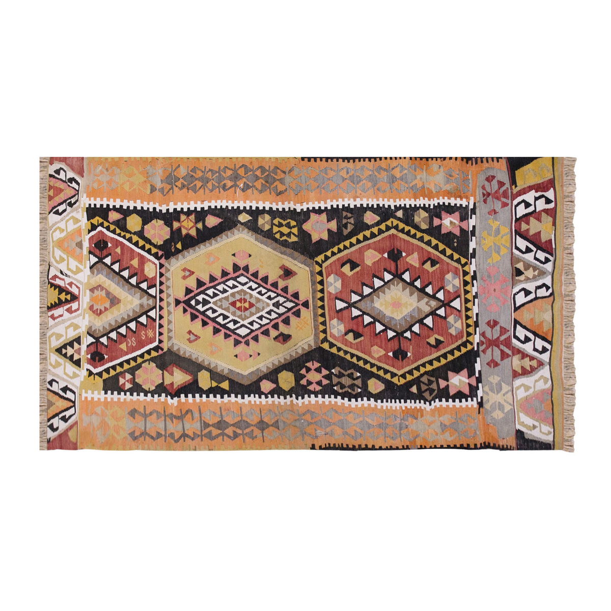 Vintage Turkish Rug, 121 x 204 cm, 3.11 x 6.8 ft