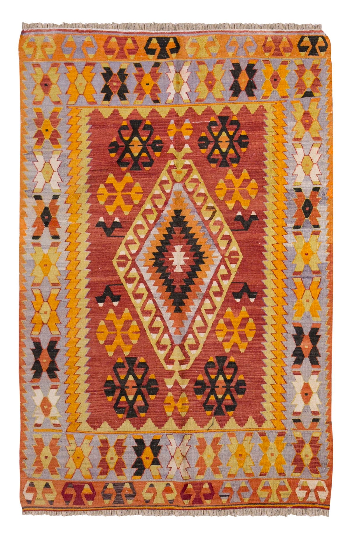 Vintage Turkish Rug, 125 x 138 cm, 4.1 x 4.6 ft