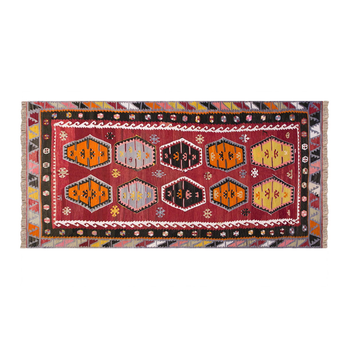 Vintage Turkish Rug, 127 x 252 cm 4.2 x 8.3 ft