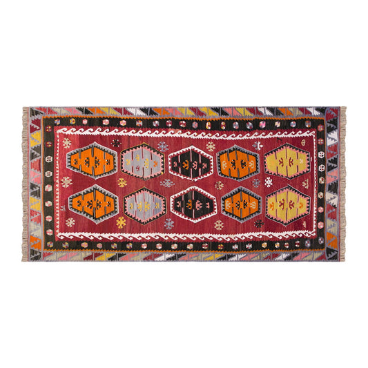 Vintage Turkish Rug, 127 x 252 cm 4.2 x 8.3 ft