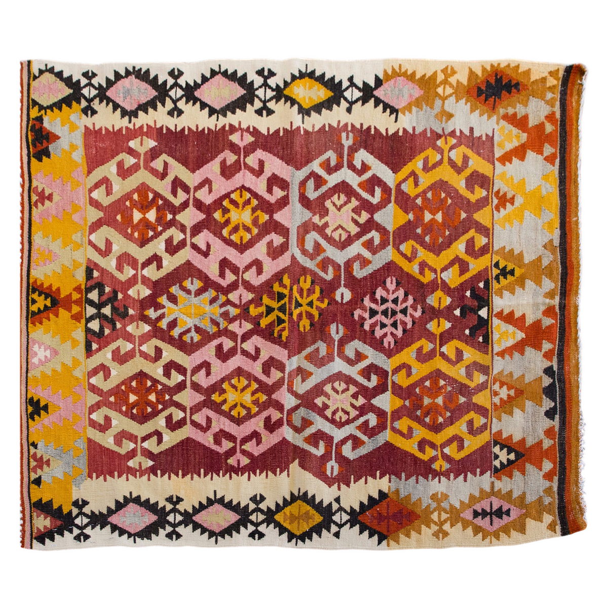 Vintage Turkish Rug, 128 x 110 cm, 4.2 x 3.7 ft
