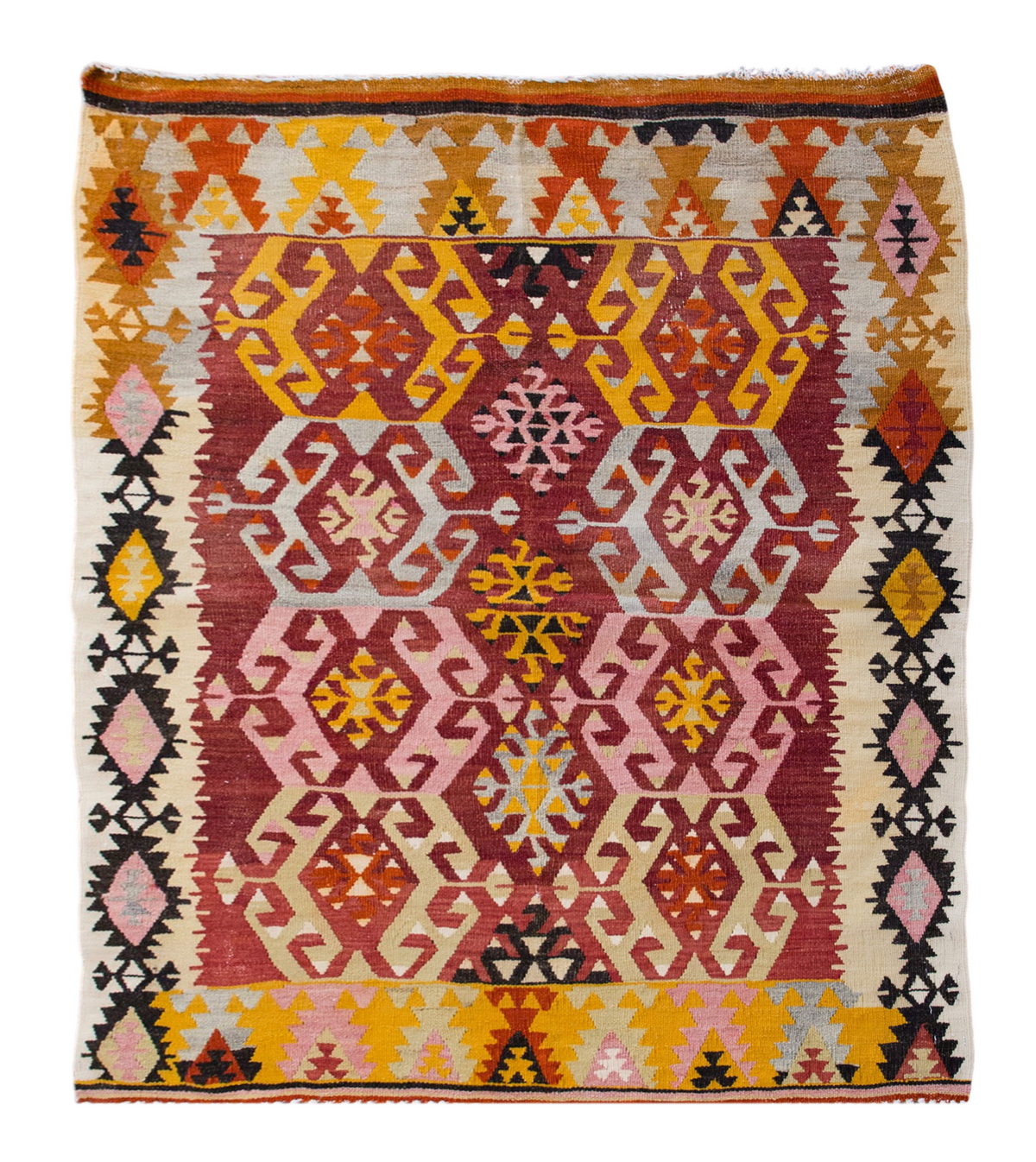 Vintage Turkish Rug, 128 x 110 cm, 4.2 x 3.7 ft