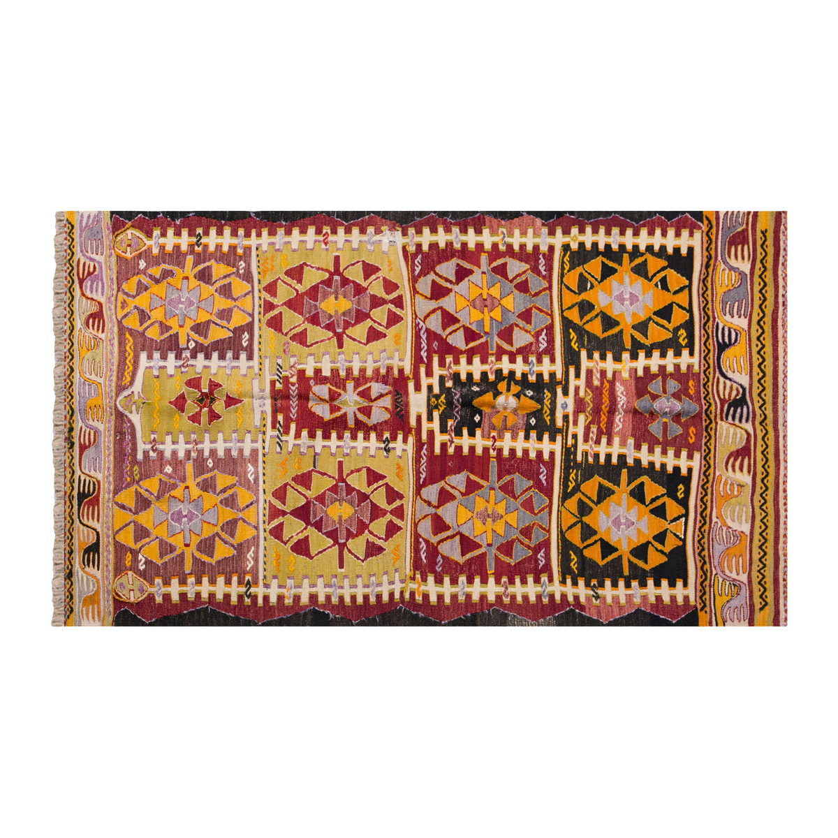 Vintage Turkish Rug, 129 x 214 cm, 4.2 x 7 ft