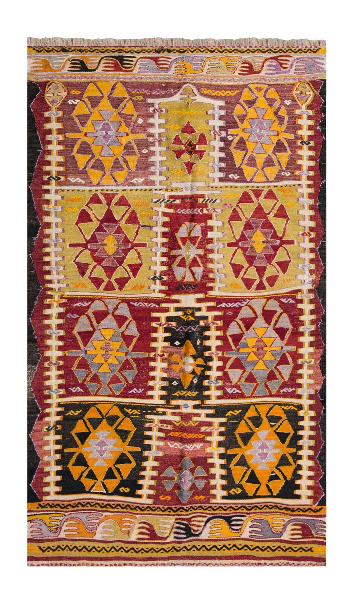 Vintage Turkish Rug, 129 x 214 cm, 4.2 x 7 ft