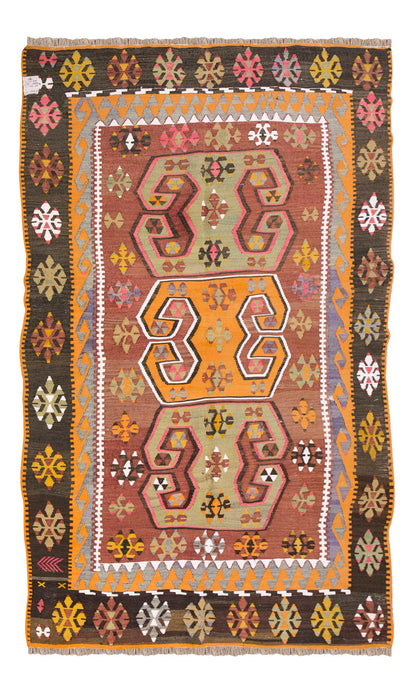 Vintage Turkish Rug, 129 x 230 cm, 4.2 x 7.6 ft