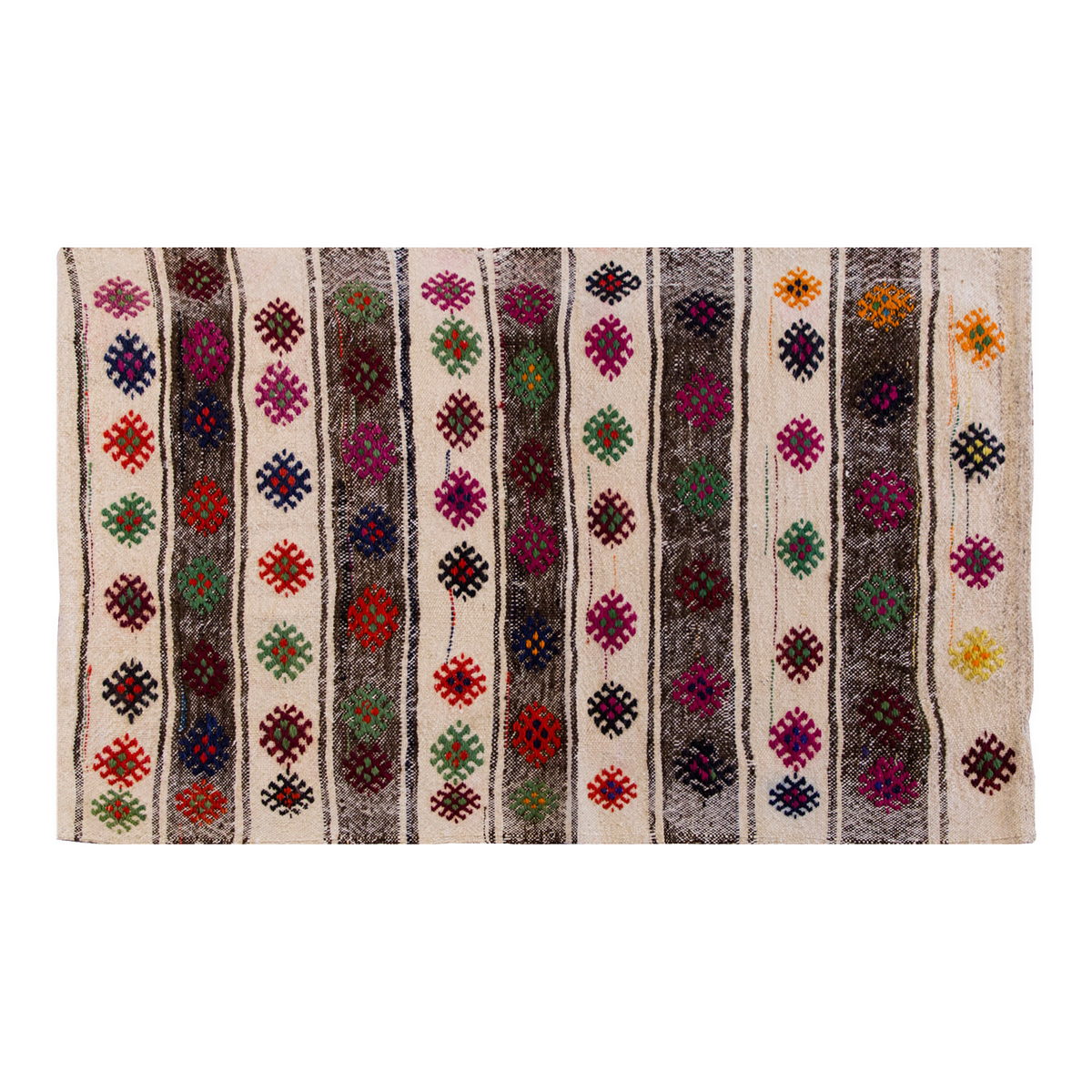 Vintage Turkish Rug, 2.1 x 3.8 ft, 64 x 112 cm