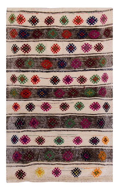 Vintage Turkish Rug, 2.1 x 3.8 ft, 64 x 112 cm