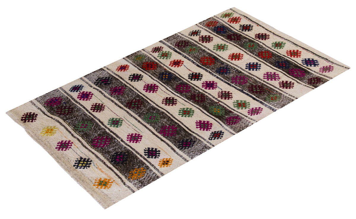 Vintage Turkish Rug, 2.1 x 3.8 ft, 64 x 112 cm