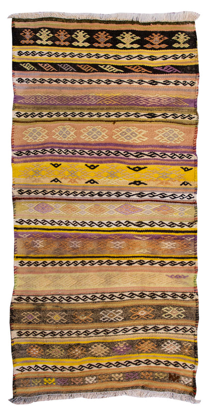 Vintage Turkish Rug, 2.1 x 6.4 ft Rug