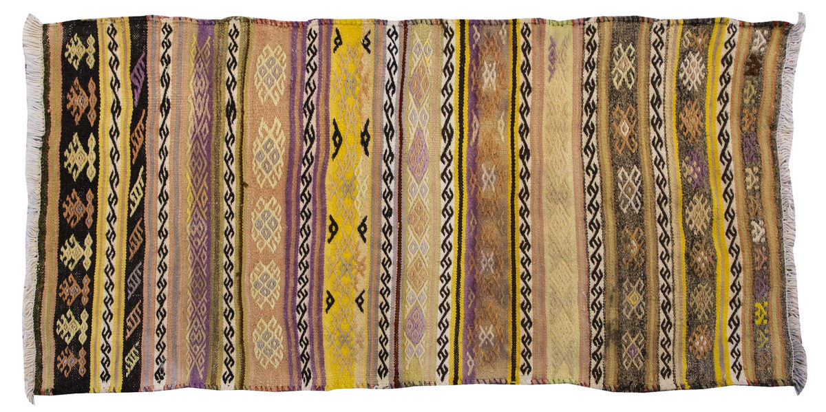 Vintage Turkish Rug, 2.1 x 6.4 ft Rug