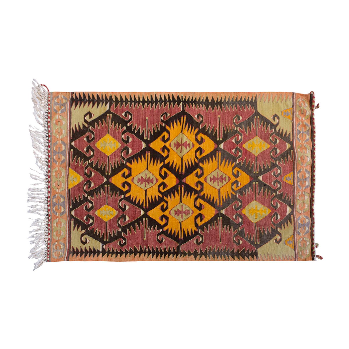Vintage Turkish Rug, 2.10 x 3.4 ft Rug, 87 x 104 cm