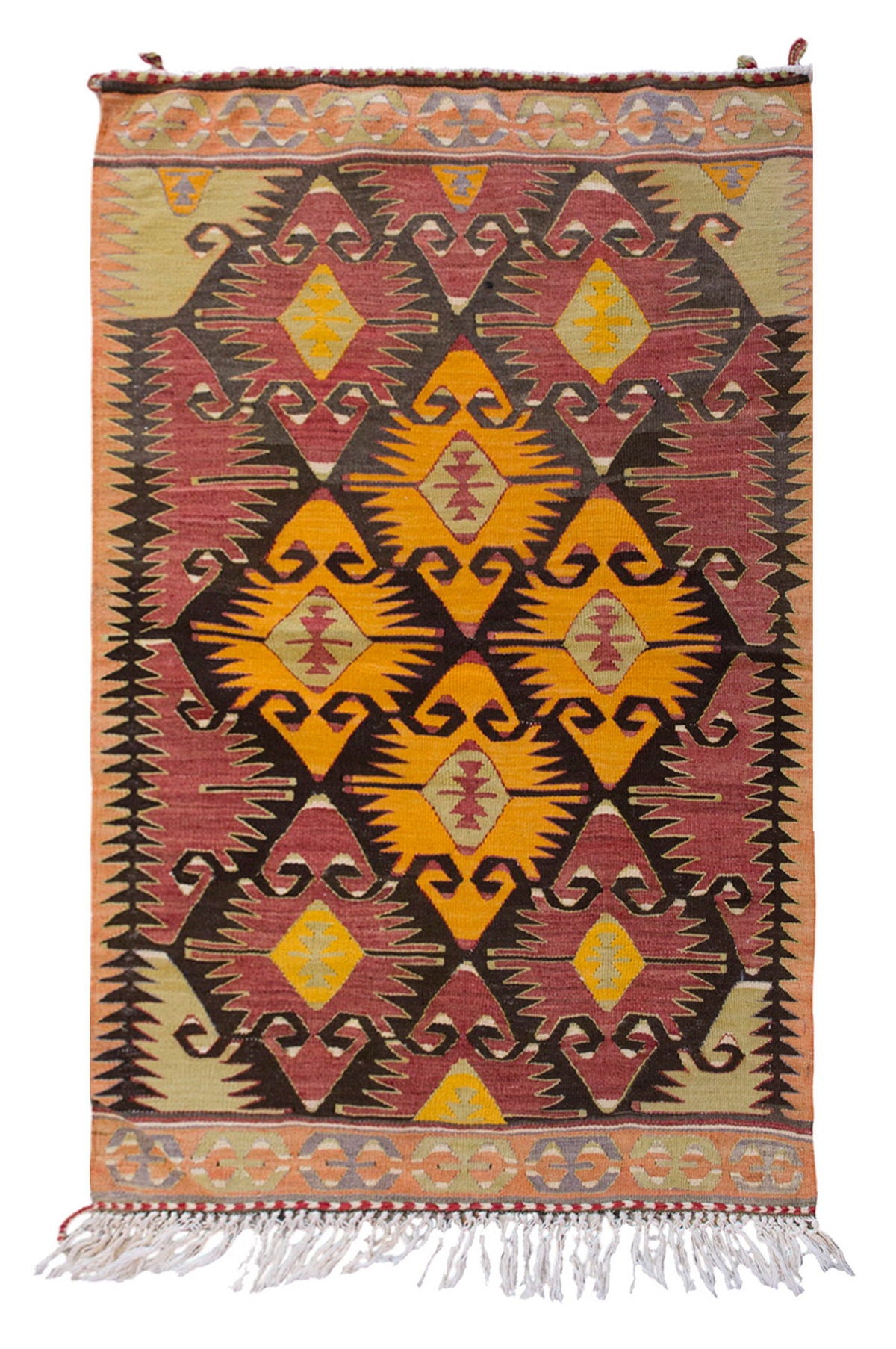 Vintage Turkish Rug, 2.10 x 3.4 ft Rug, 87 x 104 cm