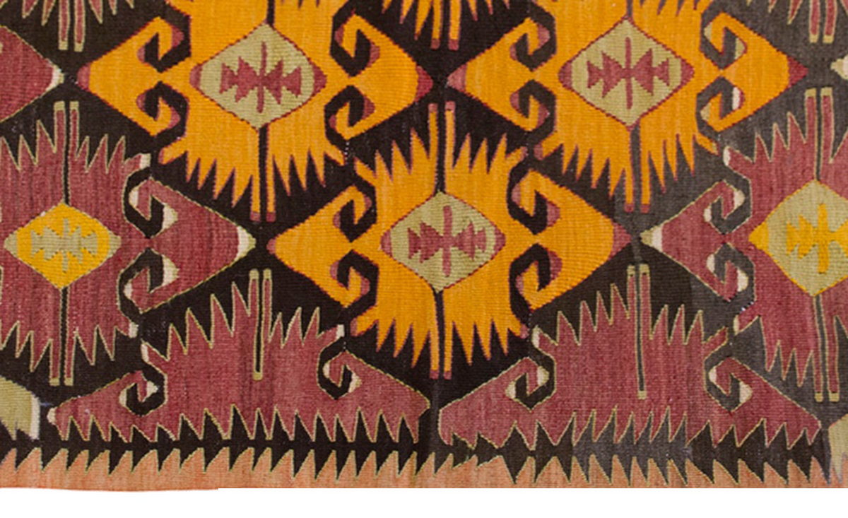 Vintage Turkish Rug, 2.10 x 3.4 ft Rug, 87 x 104 cm