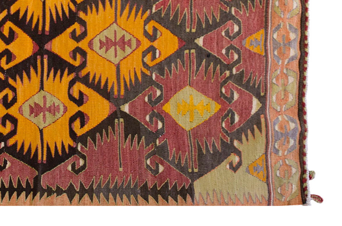 Vintage Turkish Rug, 2.10 x 3.4 ft Rug, 87 x 104 cm