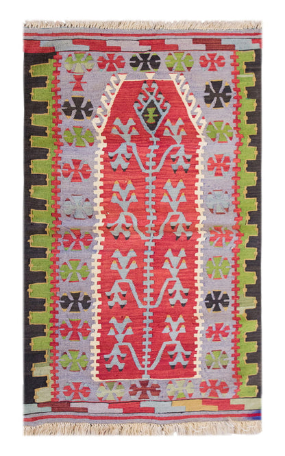 Vintage Turkish Rug, 2.10 x 4.2 ft, 87 x 127 cm