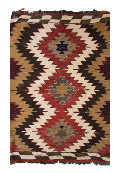 Vintage Turkish Rug, 2.10 x 4 ft Rug, 87 x 124 cm