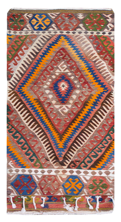 Vintage Turkish Rug, 2.3 x 4.7 ft Rug, 71 x 140 cm