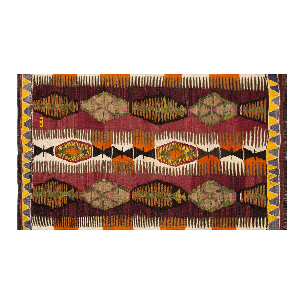 Vintage Turkish Rug, 2.4 x 4.2 ft Rug, 73 x 128 cm