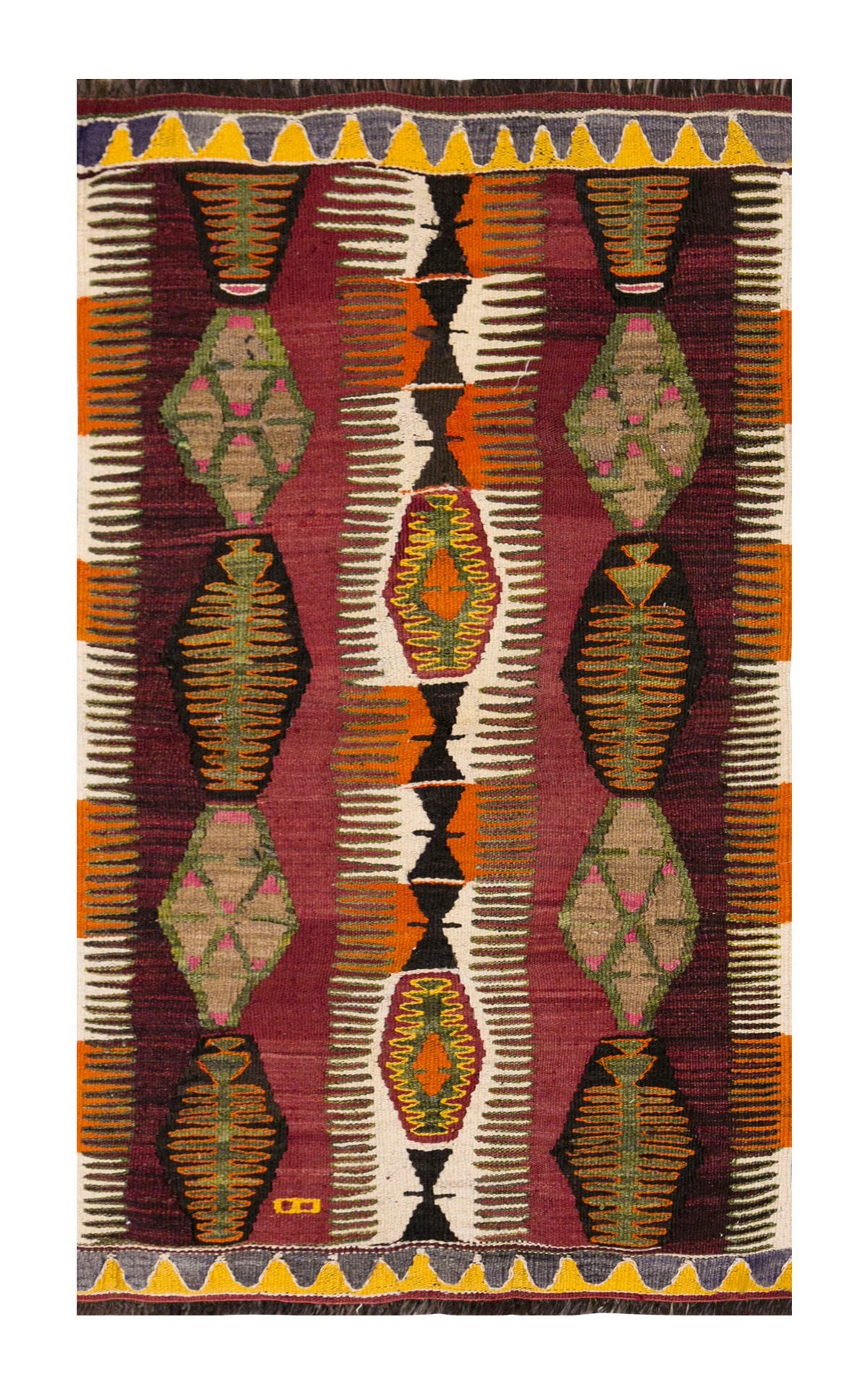 Vintage Turkish Rug, 2.4 x 4.2 ft Rug, 73 x 128 cm