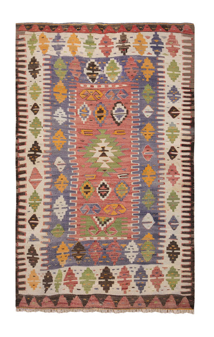 Vintage Turkish Rug, 2.6 x 4.1 ft , 77 x 125 cm