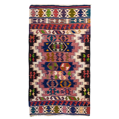 Vintage Turkish Rug, 2.7 x 3.10 ft Rug, 79 x 118 cm
