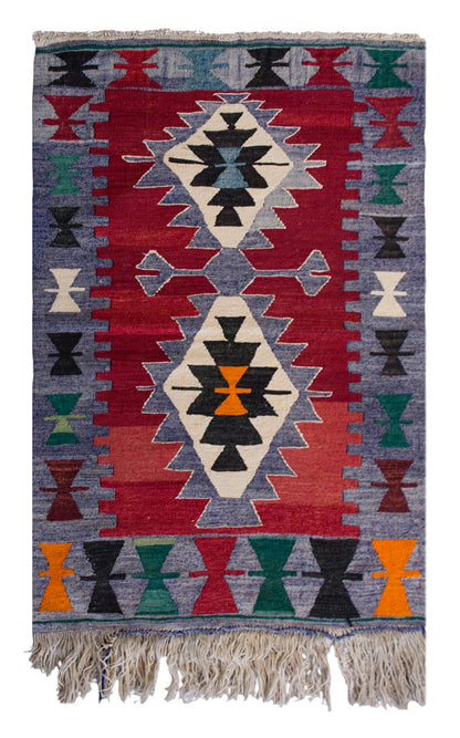 Vintage Turkish Rug, 2.7 x 3.11 ft Rug, 80 x 120 cm