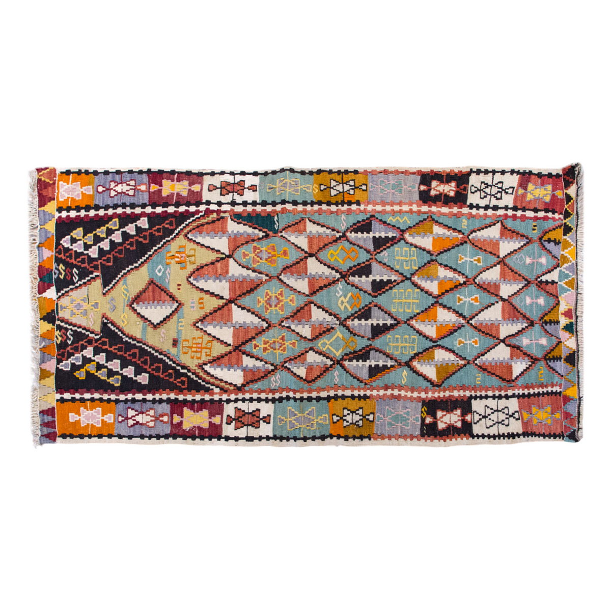 Vintage Turkish Rug, 2.7 x 5.1 ft Rug, 79 x 155 cm