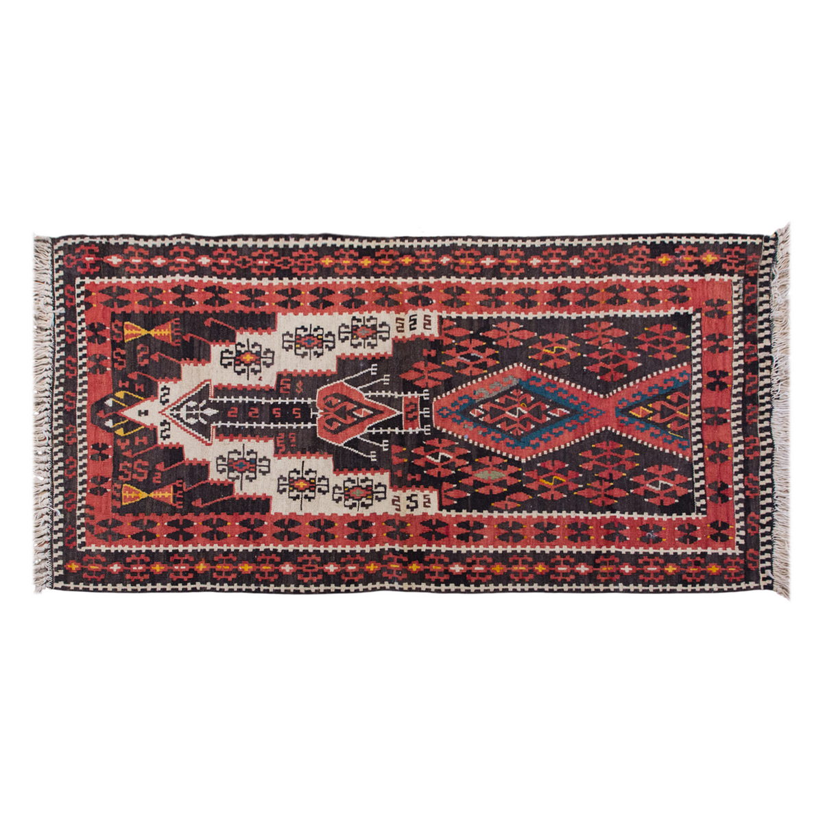 Vintage Turkish Rug, 2.9 x 5.1 ft Rug, 86 x 155 cm