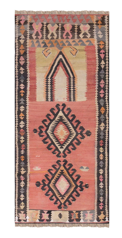 Vintage Turkish Rug, 2.9 x 6.10 ft, 85 x 210 cm