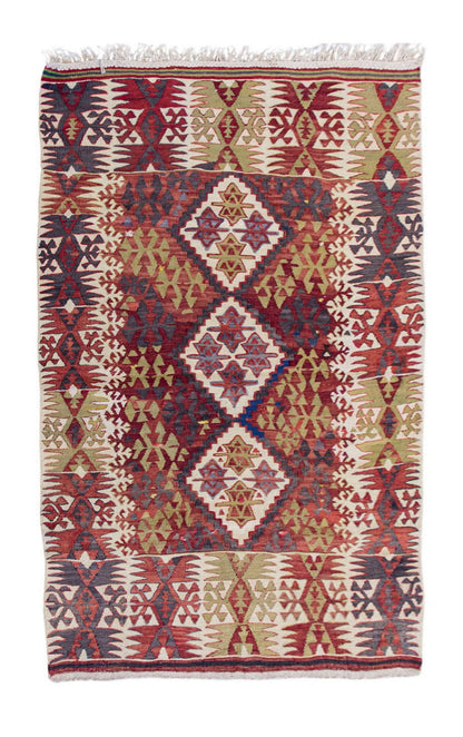 Vintage Turkish Rug, 3.1 x 4.6 ft Rug, 95 x 139 cm