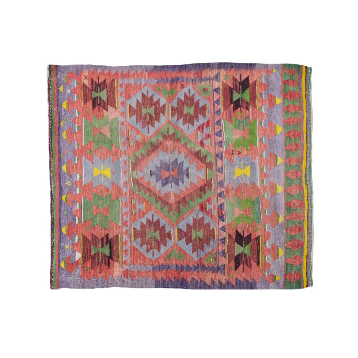 Vintage Turkish Rug, 3.10 x 3.10 ft Rug, 117 x 118 cm