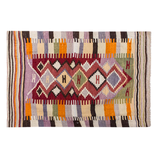 Vintage Turkish Rug, 3.10 x 4.7 ft Rug, 117 x 140 cm
