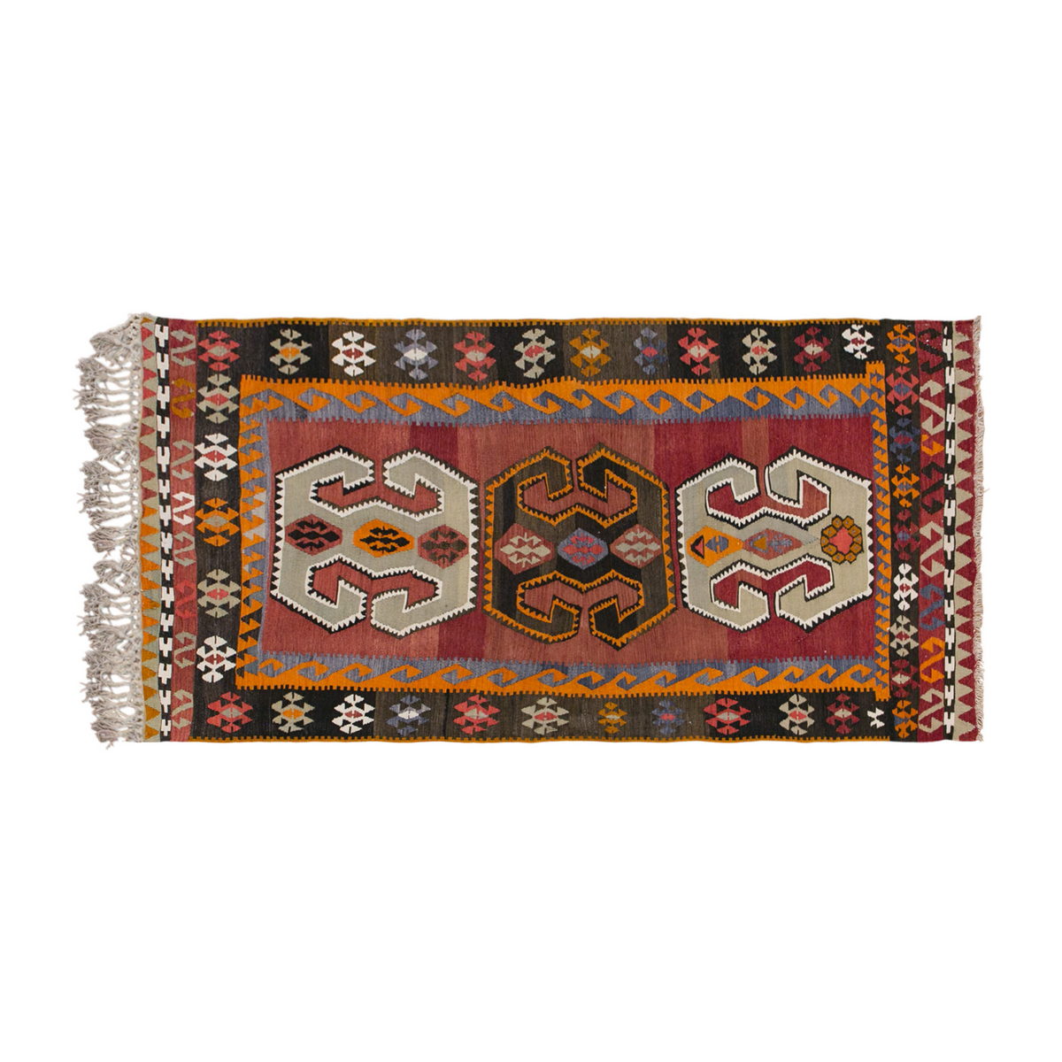 Vintage Turkish Rug, 3.10 x 7.3 ft, 117 x 222 cm
