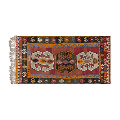 Vintage Turkish Rug, 3.10 x 7.3 ft, 117 x 222 cm