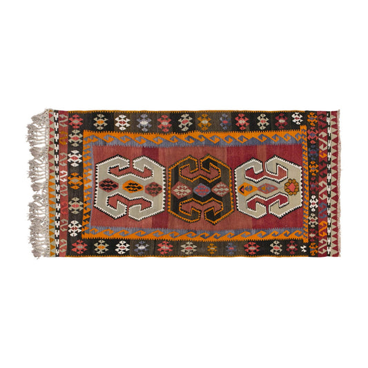 Vintage Turkish Rug, 3.10 x 7.3 ft, 117 x 222 cm