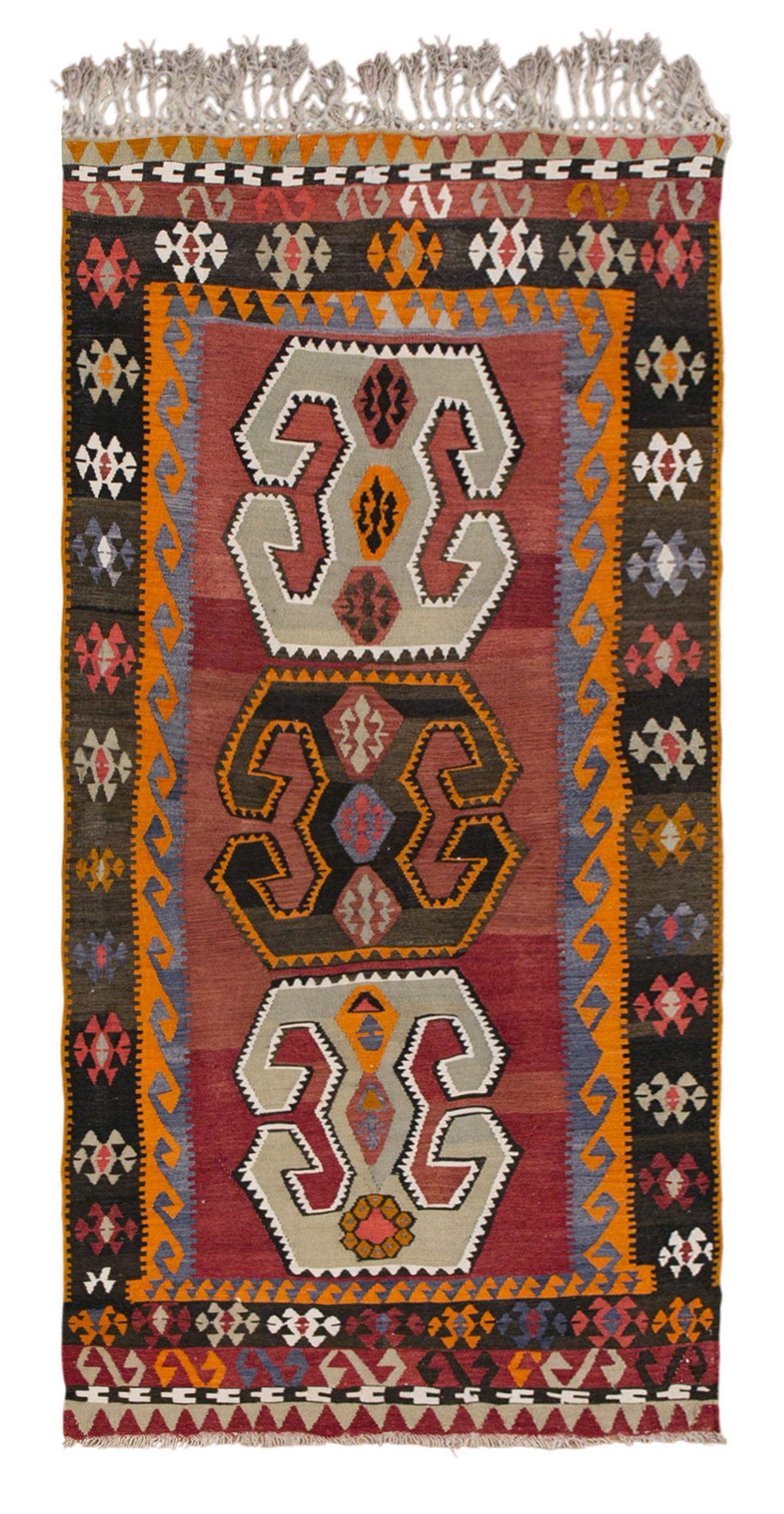 Vintage Turkish Rug, 3.10 x 7.3 ft, 117 x 222 cm